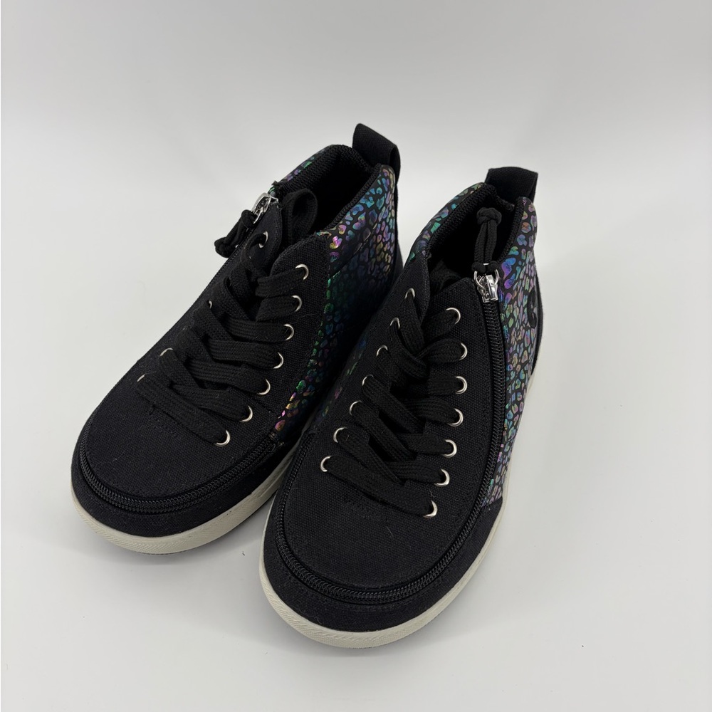 NWOT Billy Classic DR High II Girls US 3XW Black Leopard Wraparound Zip Shoes